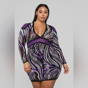 Fashion Nova Look So Good Sequin Dress - Purple Sz. 2X XXL